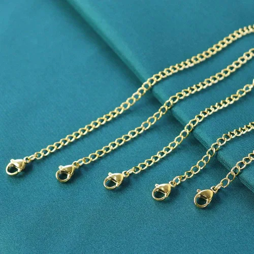 Vista 7 de 5 piezas extensores de cadena de collar de acero inoxidable dorado extensores de collar para pulsera tobillera extensores de cadena de acero