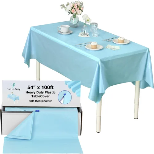 Vista 44 de Craft And Party, Rollo de plástico para cubierta de mesa color verde manzana, 40 pulgadas x 100 pies, rollo de plástico resistente para cubierta