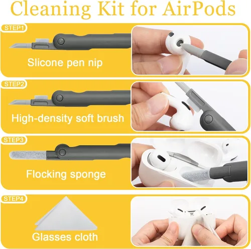 Vista 3 de Walrfid Airpods Limpiador electrónico de pantalla 7 en 1 Kit de limpieza para teclado de laptop Herramienta de limpieza