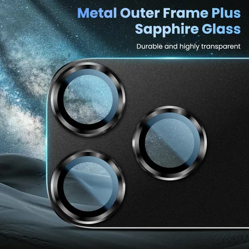 Vista 5 de Uyiton Compatible con iPhone 17 Pro Protector de Lente de Cámara - [No Fácil de Romper][Fuerte Adsorción][Compatible con Fundas] Cubierta de Titanio