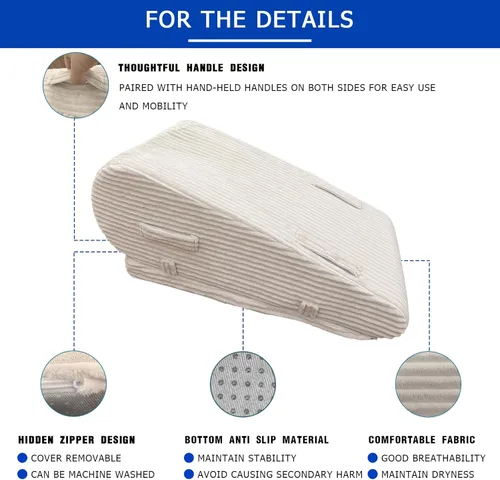 Vista 3 de Almohada de elevación de piernas para después de la cirugía, almohada de cuña de pierna de altura ajustable con espuma de grado médico y funda