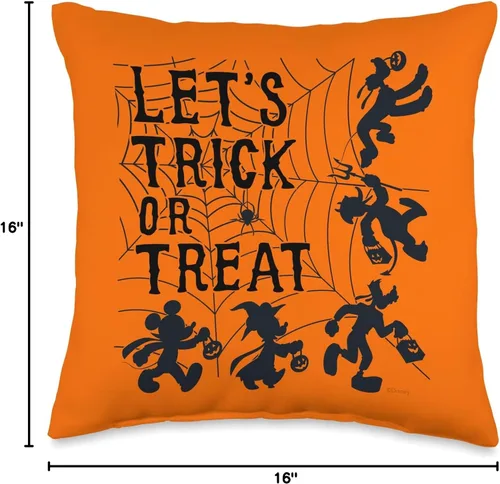 Vista 4 de Disney Mickey and Friends Trick or Treat - Almohada naranja para Halloween, 16.0 x 16.0 in, multicolor