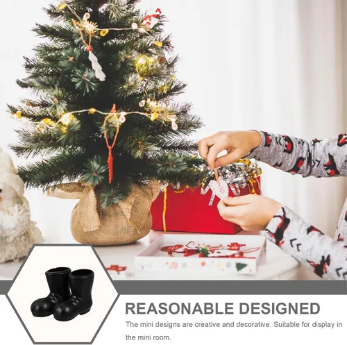 Vista 3 de Toddmomy Mini botas de Papá Noel de Navidad, 7 pares de mini zapatos decorativos, botas de tobillo en miniatura, adornos de muñeca de Papá Noel