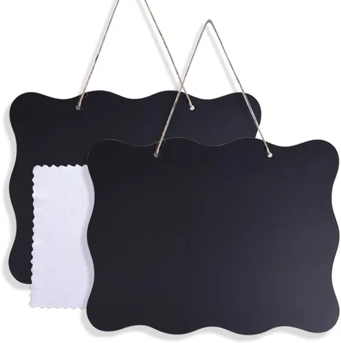 Vista 7 de AUSTOR Chalkboards 10x14 Inch Double Sided Erasable Chalkboard Signs Message Board with Hanging String and Cleaning Cloth, 2 Pack