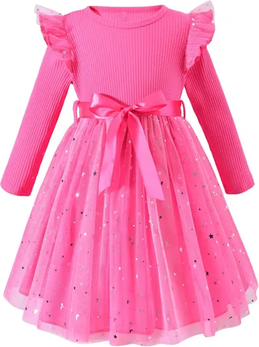 Vista 17 de Vestido de tul de manga larga para niña pequeña de 1 a 5 años Negro