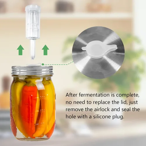 Vista 8 de Artcome Kit de fermentación de 28 piezas, 5 tapas de fermentación de acero inoxidable, 5 pesos de vidrio, 5 esclusas de aire, 6 anillos de silicona