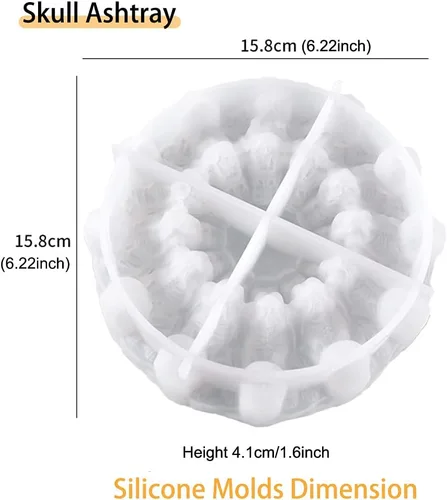 Vista 7 de Cenicero de calavera epoxi moldes de resina de silicona para molde de resina epoxi, cenicero de calavera, cenicero 3D, moldes de resina