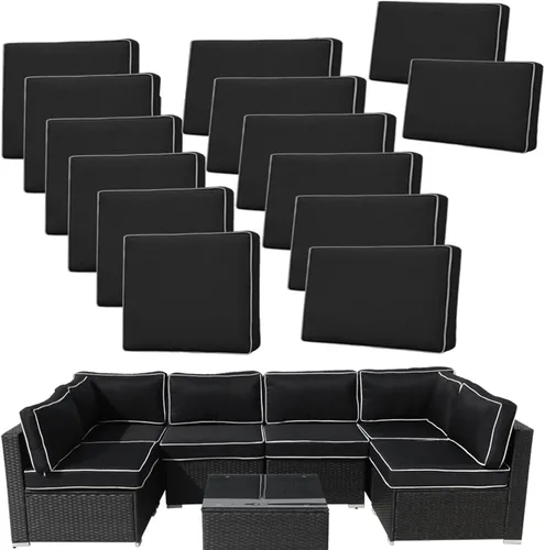 Vista 13 de 14 Piezas Fundas de Cojines para Patio Reemplazo Fundas de Cojines para Sofá de Exterior A Prueba de Salpicaduras Juego de Fundas para Sofá