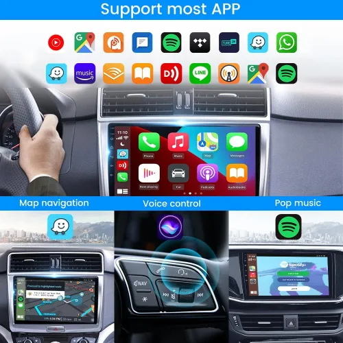 Vista 4 de CarlinKit Adaptador inalámbrico de coche CarPlay para radio de coche Android, Android Auto inalámbrico y Apple CarPlay 2 en 1, bajo consumo