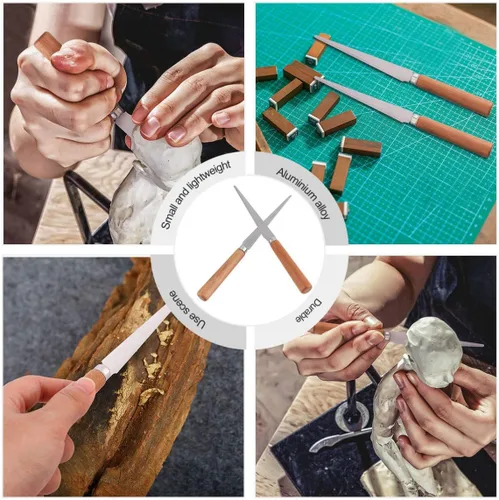 Vista 4 de SEWACC 2 unids mango de madera Fettling para cerámica/cerámica/escultura/arcilla polimérica modelado artesanía herramientas de arte