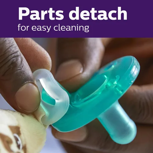 Vista 5 de Philips AVENT Soothie Snuggle Portachupetes con Chupete Desmontable, 0m+, Elefante, SCF347/03- 1 Unidad (Paquete de 1)