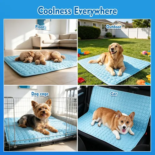 Vista 8 de Tapete refrescante para perros, tapete refrescante Arc-Chill mejorado para perros Q-Max > 0.4, almohadilla de refrigeración lavable para perros Azul