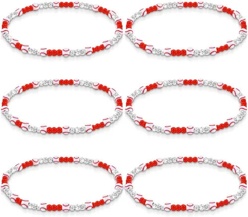 Vista 17 de Liliaafar 6 piezas de collar de cuentas de béisbol para adolescentes, collar de cuentas de arcilla con diamantes de imitación brillantes, regalos