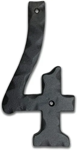 Vista 48 de NACH JS-RN4-0 números rústicos de casa de hierro fundido, 4 pulgadas, negro