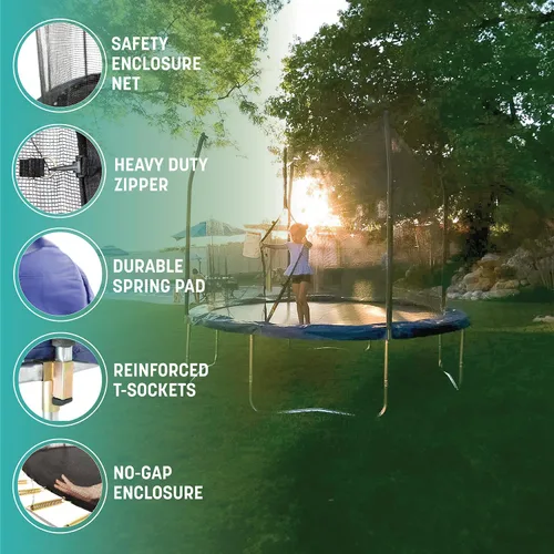 Vista 5 de Trampolines Skywalker, 10 ft Trampolín redondo y cercado con resorte