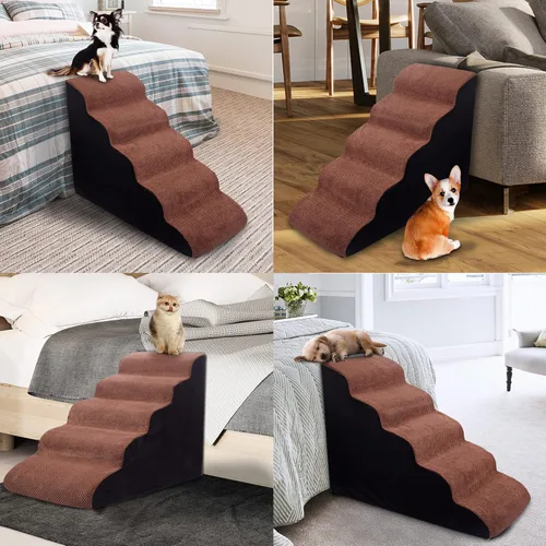 Vista 7 de Rampas/escalones de espuma de alta densidad para perros, escaleras de esponja para mascotas, escalera para cama alta, escalera para perros, rampa