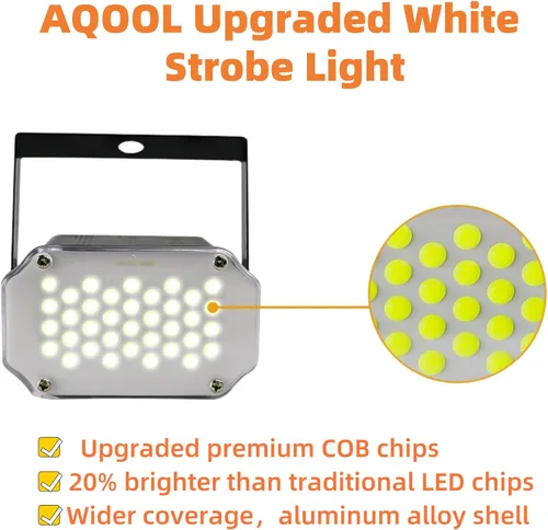 Vista 4 de Luz estroboscópica blanca, 36 luces LED estroboscópicas superbrillantes, activadas por sonido y control de velocidad de flash, mini luces