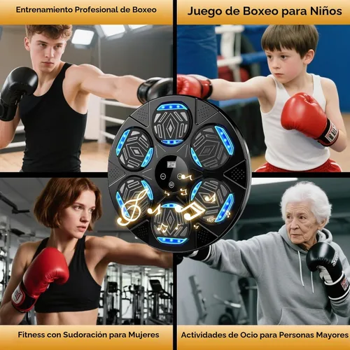 Vista 8 de Music Boxing Machine, Wall Mounted Bluetooth Punching Pad with Gloves Negro oscuro
