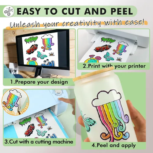 Vista 5 de Koala - Papel adhesivo 95% transparente para impresora de inyección de tinta, papel adhesivo de vinilo imprimible impermeable, 8.5 x 11 pulgadas, 15