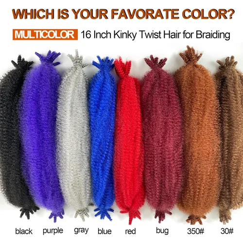 Vista 5 de Cabello Afro Twist Elástico de 16 pulgadas, cabello Cuban Twist 30# Marley Twist trenzado, Afro Twist suave, extensiones de cabello sintético rizado