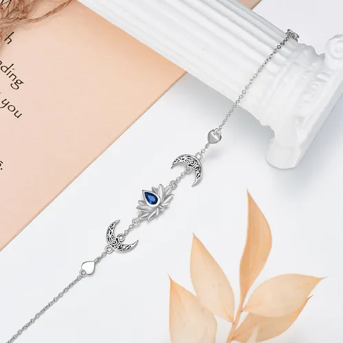 Vista 4 de Shusukue 925 Sterling Silver CatTurtle StarfishPenguinLotus Bracelet for Mom Daughter Wife Gift (with gift box)