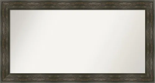 Vista 25 de Amanti Art Espejo de baño marrón para sobre fregadero, 26 x 26 pulgadas, espejo de tocador cuadrado marrón rústico Alexandria, marco de madera