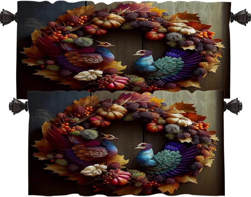 Vista 29 de Shrahala Beige Art Tier Curtains for Kitchen Windows, Brown Words Spiritual Cafe Curtain Multilayer Polyester Blackout Half Valances for Windows 2