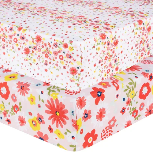 Sammy & Lou Floral Sprinkles - Juego de 2 sábanas bajeras de microfibra para cuna, se adapta a colchones estándar de cuna de 28 x 52 pulgadas;