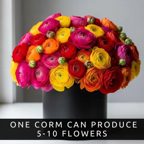 Vista 2 de Bulbos de Ranúnculos de Colores Mixtos para Plantar - Se envía desde Iowa, EE. UU. (5 Bulbos)