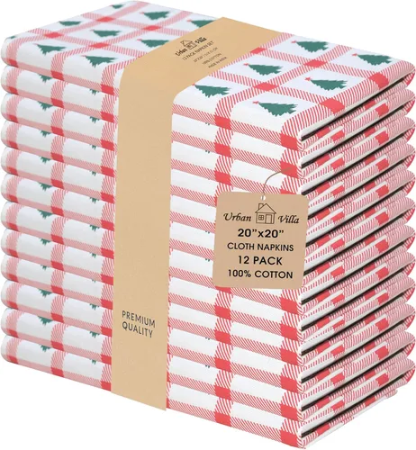 Vista 14 de Urban Villa - Juego de 12 servilletas de tela de 50 x 50 centímetros 100% algodón, servilletas lavables, duraderas, reutilizables y absorbentes