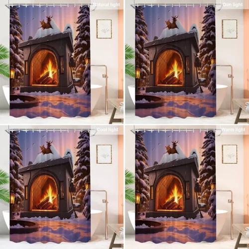 Vista 199 de Shrahala Father and Child Embracing No Hooks Shower Curtain with Snap in Liner Set, Tender Moment Captured Bathroom Décor Polyester Fiber Waterproof