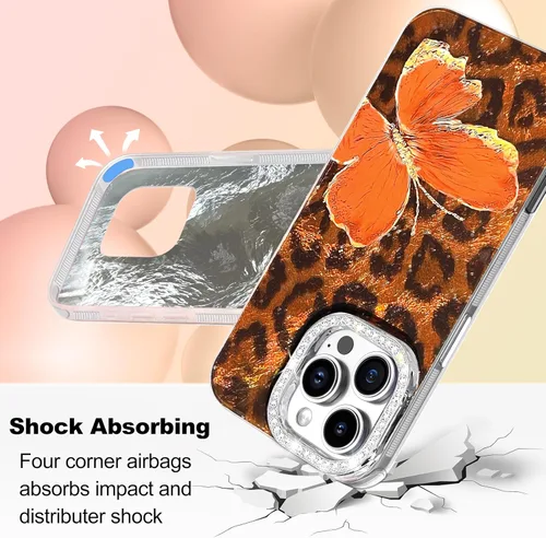 Vista 243 de I-MGAE-IN-AR - Funda diseñada para iPhone 12 y 12 Pro, diseño de mariposa plateada brillante, funda protectora de poliuretano termoplástico, suave