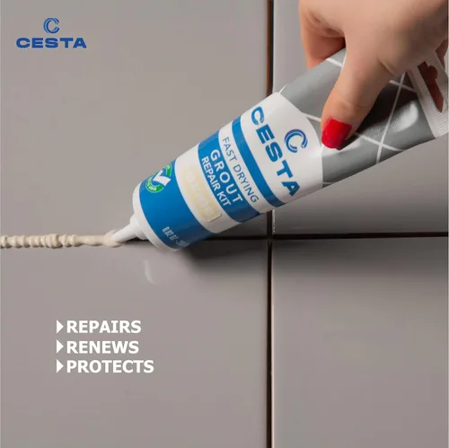Vista 5 de Kit de reparación de lechada de azulejos CESTA – Tubo de exprimir, secado rápido, pintura de lechada impermeable para restaurar y renovar líneas