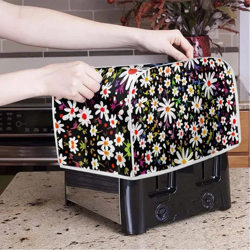 Vista 2 de Dreaweet Cubierta abstracta para tostadora de margaritas, protección contra el polvo, cubierta para hacer pan, resistente a las manchas, lavable a