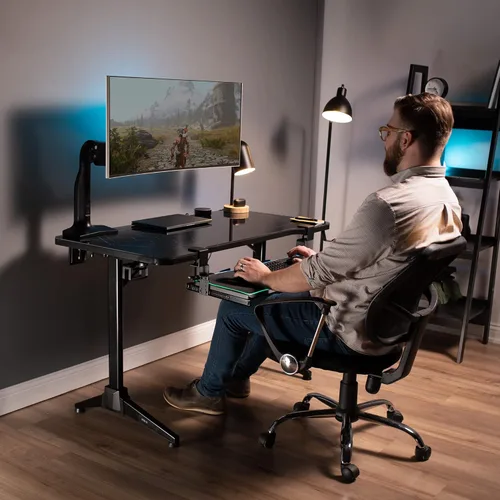 Vista 6 de VIVO Juego de abrazadera ajustable en altura y riel de 12 pulgadas para bandejas de teclado de madera personalizadas DIY (bandeja no incluida), riel