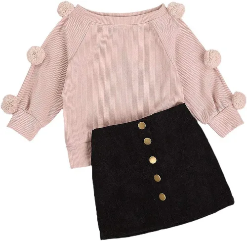 Vista 12 de Conjunto de ropa de 2 piezas para niñas pequeñas para otoño e invierno Verde militar