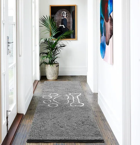 AROGAN Tapete para interiores, tapete para puerta delantera, 60 x 24 pulgadas, parte trasera de goma absorbente, antideslizante, lavable a máquina,