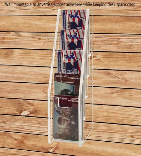 Vista 3 de Marketing Holders Tarjetero acrílico para encimera o pared con capacidad para tarjetas de 2 x 3.5 pulgadas para boutiques, librerías, cafeterías