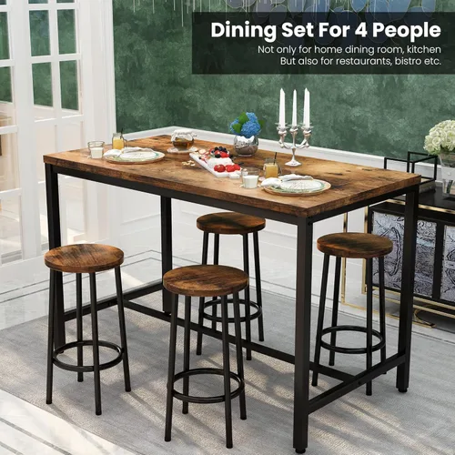 Vista 3 de Recaceik Juego de mesa de comedor para 4 mesas de cocina y sillas para 4, juego de mesa de comedor de 5 piezas, mesa de comedor con 4 taburetes