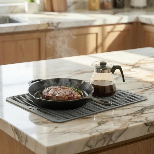 Vista 781 de MicoYang Alfombrilla de Silicona para Secar Platos de Múltiples Usos, Fácil de Limpiar, Ecológica, Alfombrilla de Silicona Resistente al Calor