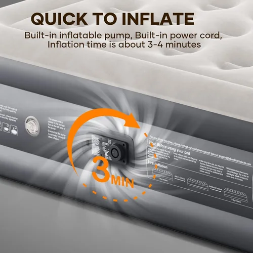 Vista 6 de InnoTruth Colchón de aire matrimonial con bomba integrada, ganador del premio Family Choice, colchón inflable, cama de aire elevada de 18 pulgadas