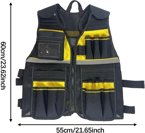 Vista 4 de Tool Vest for Men Lightweight Oxford Cloth Tool Pouch Comfortable Neck Opening with Multi Pocket for Electrician Construction