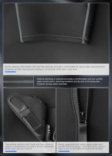 Vista 4 de Hevto Traje de neopreno corto para hombre de 2 mm para surf, buceo, natación, esnórquel, paddleboarding