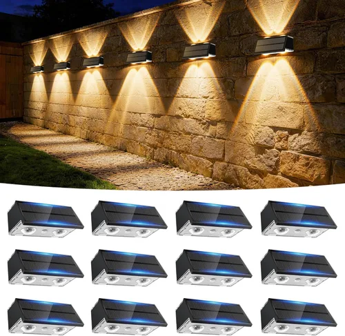 Vista 10 de Luces solares para valla al aire libre, paquete de 2 luces solares Negro