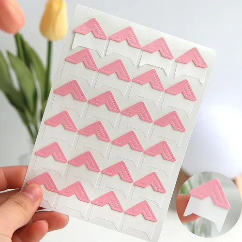 Vista 3 de 6 hojas (144 unidades), calcomanías clásicas de papel autoadhesivas para esquinas de montaje de fotos, decoración de pared, calcomanías de bricolaje