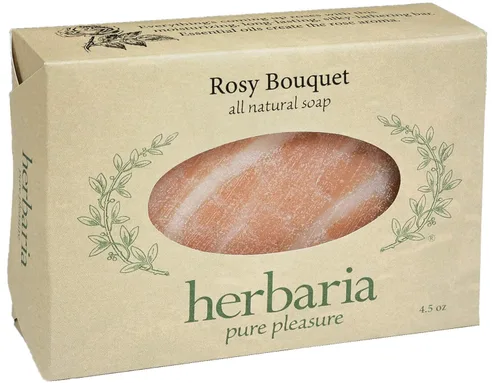 Herbaria Rosy Bouquet Handcrafted All-Natural Soap with Essential Oils. 4.5 oz Bar.