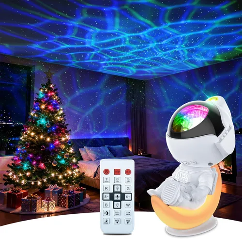 Vista 9 de Rossetta Proyector de Galaxia de Astronauta, Proyector de Estrellas para Dormitorio, Luz Nocturna LED Regulable para Niños con Temporizador