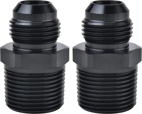 Vista 11 de EVIL ENERGY 3AN macho acampanado a 1/4" NPT tubo adaptador de ajuste de 90 grados aluminio negro 2 piezas