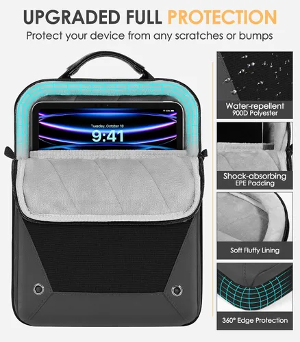 Vista 9 de MoKo Funda para tablet de 9 a 11 pulgadas, funda de transporte protetivo de 360° compatible con iPad 10th 10.9, iPad Air 5/4th 10.9, iPad 9/8th