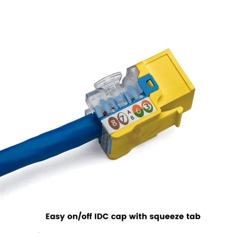 Vista 14 de TRUE CABLE Conector Keystone Cat5e, sin blindaje (UTP), perforado de 90 grados, PoE++ (4PPoE) 100W, certificación UL, verificado ETL, certificado